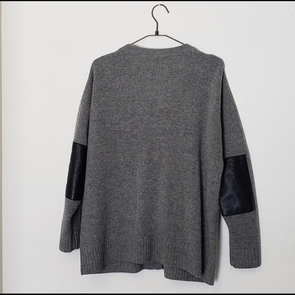 Madewell 100% Wool, Leather Elbow Patch Cardigan - Picture 4 of 8